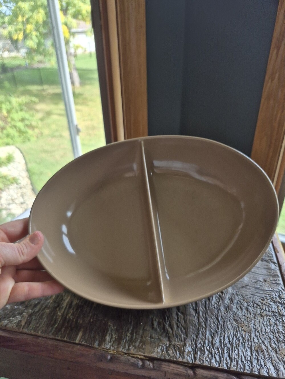 Vintage MCM Malmac Divided Serving Bowl in Brown